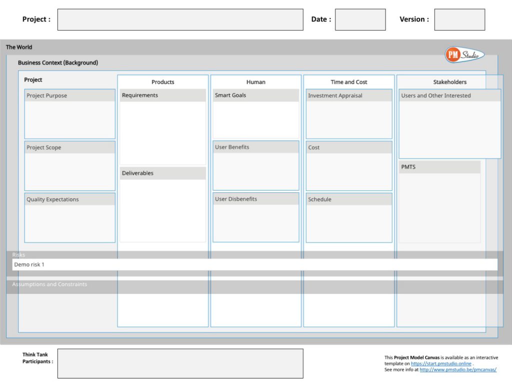 Project Model Canvas (PM Studio)